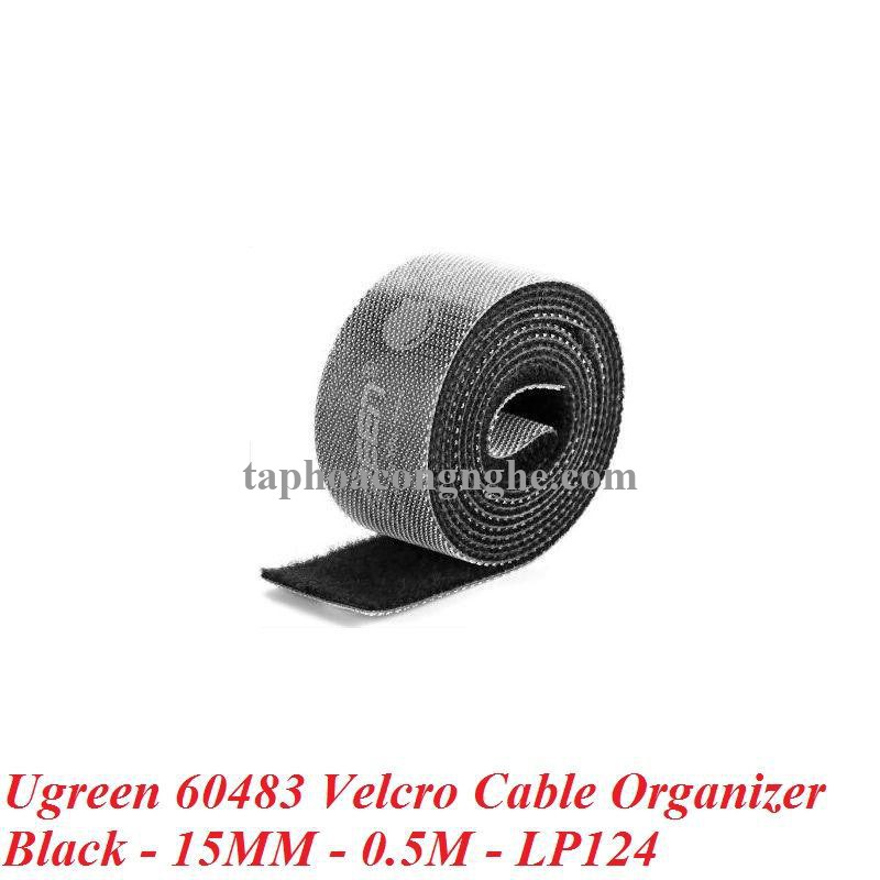 Ugreen 60483 0.5M cỡ 15mm băng dán Velcro màu đen ngang 1.5cm LP124 30060483